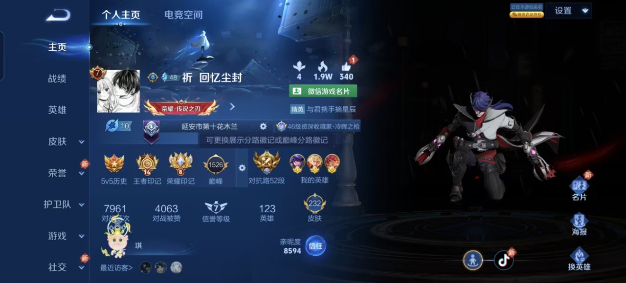 王者荣耀账号安卓VX传说 10传说 123英雄 232皮肤 可修改实名 荣耀水晶：九霄神辉(木兰典藏) 珍品传说：怪盗基