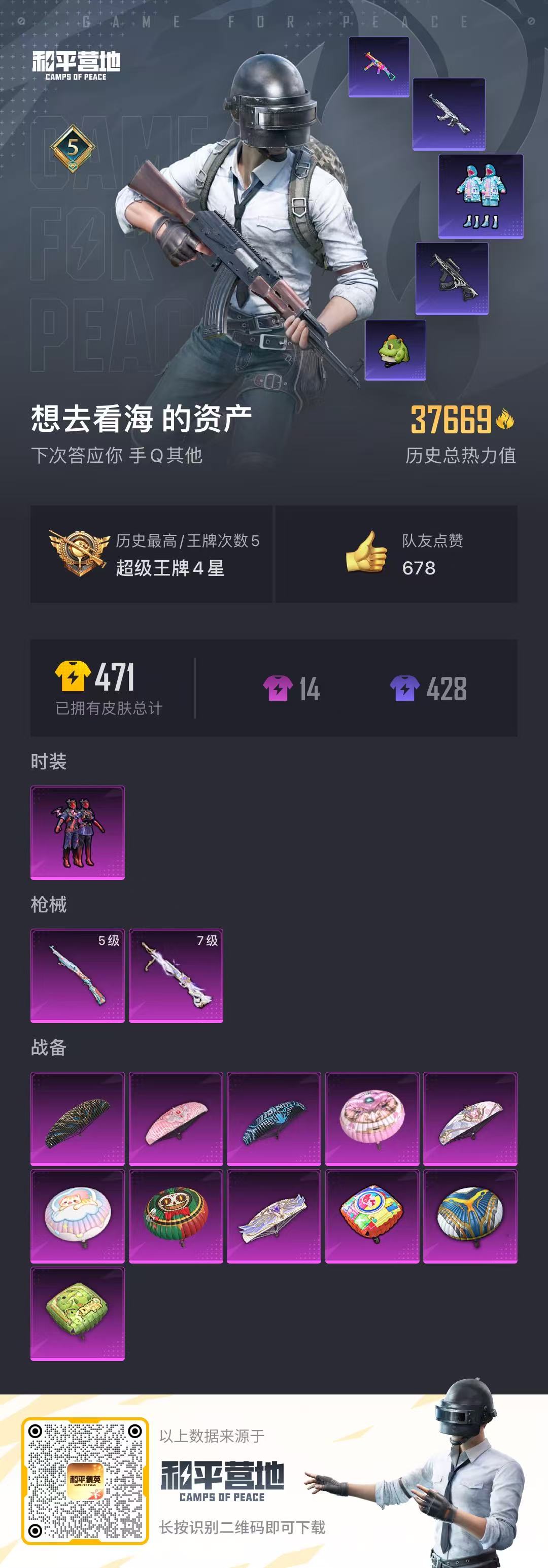 [9089001]1粉装 2特效枪 5印记 可二次 热门装扮：星之彼岸 稀有枪皮：Kar98K-巳巳如意,DP-28圣堂之誓 七级特效枪：七级DP-28-圣堂之誓 五级特效枪：五级Kar98K-巳巳